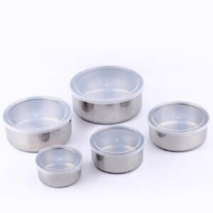 5pc Set Stainless Steel Bowl with Lid Kitchen Refrigerator Food Storage Mixing Bowls Sealed - Image 1