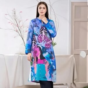1 Piece Unstitched Digital Swiss Lawn Shirt For Girls & Women 2.5 Yard Shirt Cutting - Image 3