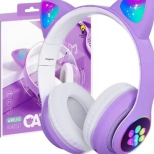 Cat Ear Wireless Bluetooth Headphones with RGB LED Lights & Built-in Mic – Stereo Bass Sound, Bluetooth & AUX Mode, Adjustable Over-Ear Headset for Kids, Teens & Girls - Image 2