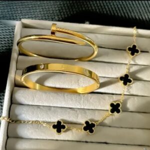 Stainless Steel 3 Piece Bracelet And Bangle Combo - Durable Elegant Accessory Set For Stylish Layering And Daily Wear - Image 3