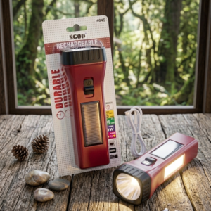 SGOD Rechargeable Torch Features A Solar Panel For Charging - High Performance Bright Handheld Flashlight Emergency Solar Outdoor Lighting Pen (Random Color) - Image 1