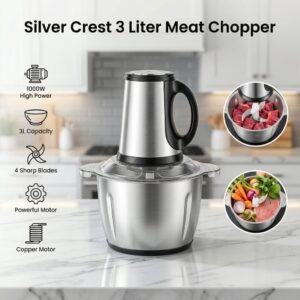 Silver Crest 3L Electric Meat Grinder - Kitchen Product Designed For Food Preparation And Daily Cooking Routine - Image 1