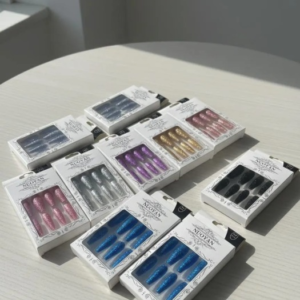 Multicolor Glittery Long Stick-On Artificial Nails – 12 Pcs - Image 5