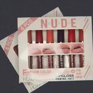 6 Pcs Nude & Red Matte Lip Gloss Set | High Pigmented Long Lasting Liquid Lipstick Collection - Image 1