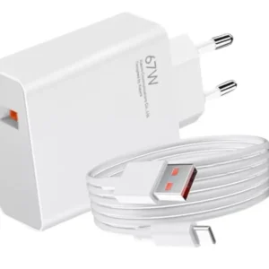Xiaomi 67W Mini Fast Charging Power Adapter with Type-A Port & Charging Cable | Compact 67W Wall Charger for Smartphones & Devices - Image 3