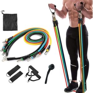 11 In 1 Natural Rubber Power Resistance Bands Exercise Belt For Home Office Outdoor Gym Equipment - Image 1