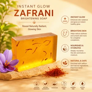 Instant Glow Zafrani Brightening Soap – Handmade Saffron (Zafran) Soap for Glowing, Even-Toned & Nourished Skin | Paraben & Sulfate Free - Image 2