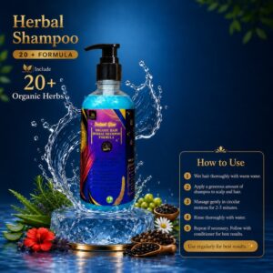 Instant Glow Herbal Shampoo 20+ Formula 500ml | Organic Herbal Shampoo for Hair Growth & Hair Fall Control | Dandruff & Frizz Control | Scalp Nourishing Hair Care - Image 3