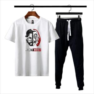Premium Micro Men’s Tracksuit Money Heist Print – Comfortable Sportswear | Gym & Workout Suit - Image 1
