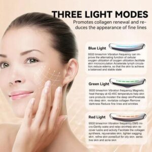 Rechargeable Neck & Face Massager with EMS Microcurrent – 3 Color Light Therapy, Hot Compress & Vibration Facial Skin Care Device (Type-C Charging) - Image 3