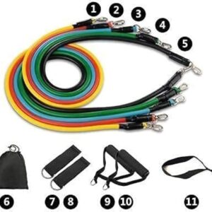 11 In 1 Natural Rubber Power Resistance Bands Exercise Belt For Home Office Outdoor Gym Equipment - Image 2