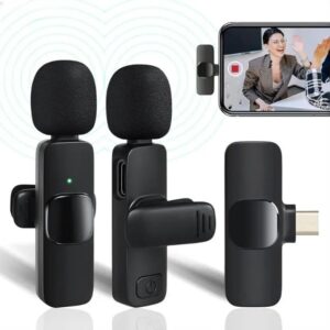 K11 2-In-1 Dual Wireless Collar Microphone Type-C And Lightning Omnidirectional Lavalier Mic - Electronic Accessory Designed For Audio Recording And Daily Streaming Routine - Image 1