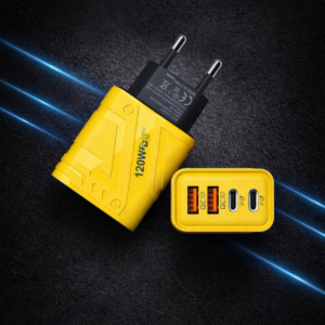 120W GaN Fast Charger 4-Port USB & USB-C PD Travel Adapter | Dual USB-C + Dual USB QC 3.0 Fast Charging - Image 2