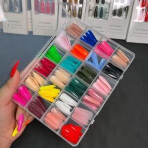 576 Pcs Multicolor Stick-On Artificial Nails Box with Free Glue - Image 4