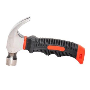 Small Heavy-Duty Stubby Claw Hammer - Polished Steel Head With Black Rubberized Grip And Red Accent For Precision And Control - Image 1